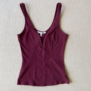 EXPRESS One Eleven Stretch Deep Wired V-Neck Burgundy Corset Tank Top Sz XS
